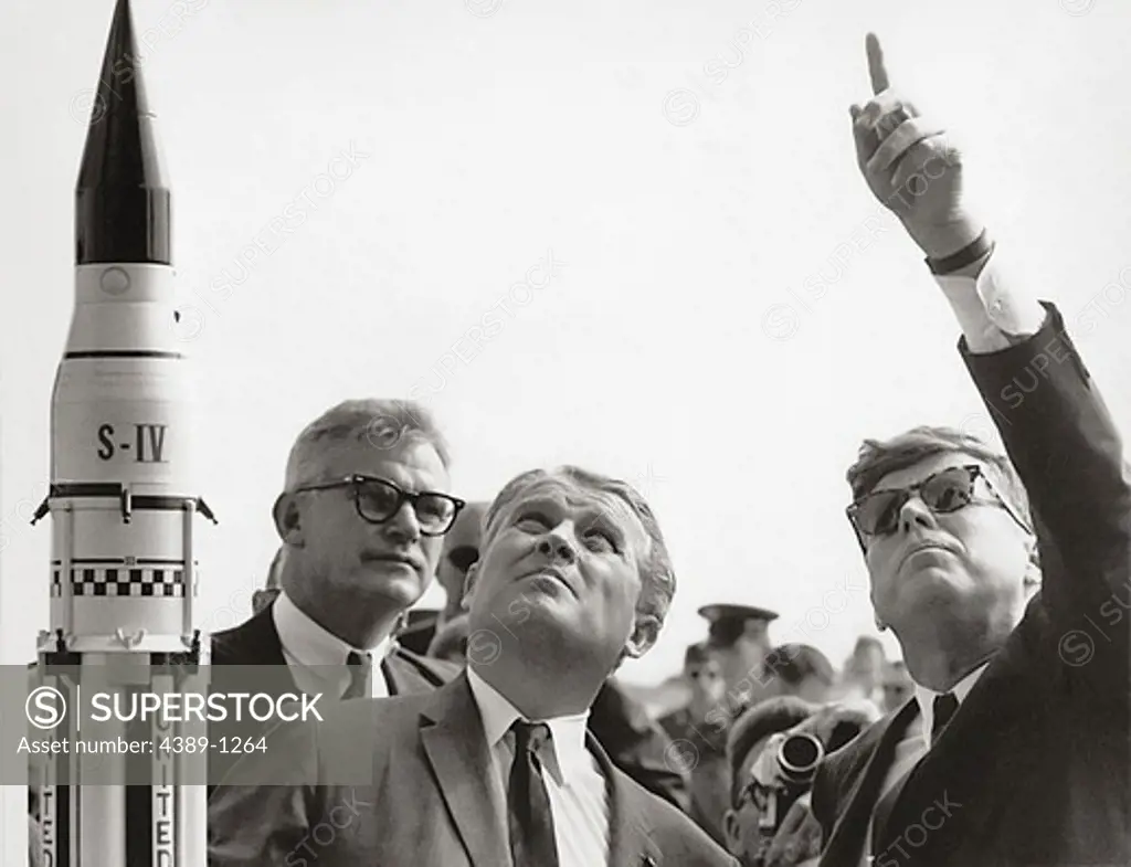 Seamans, von Braun and President Kennedy at Cape Canaveral