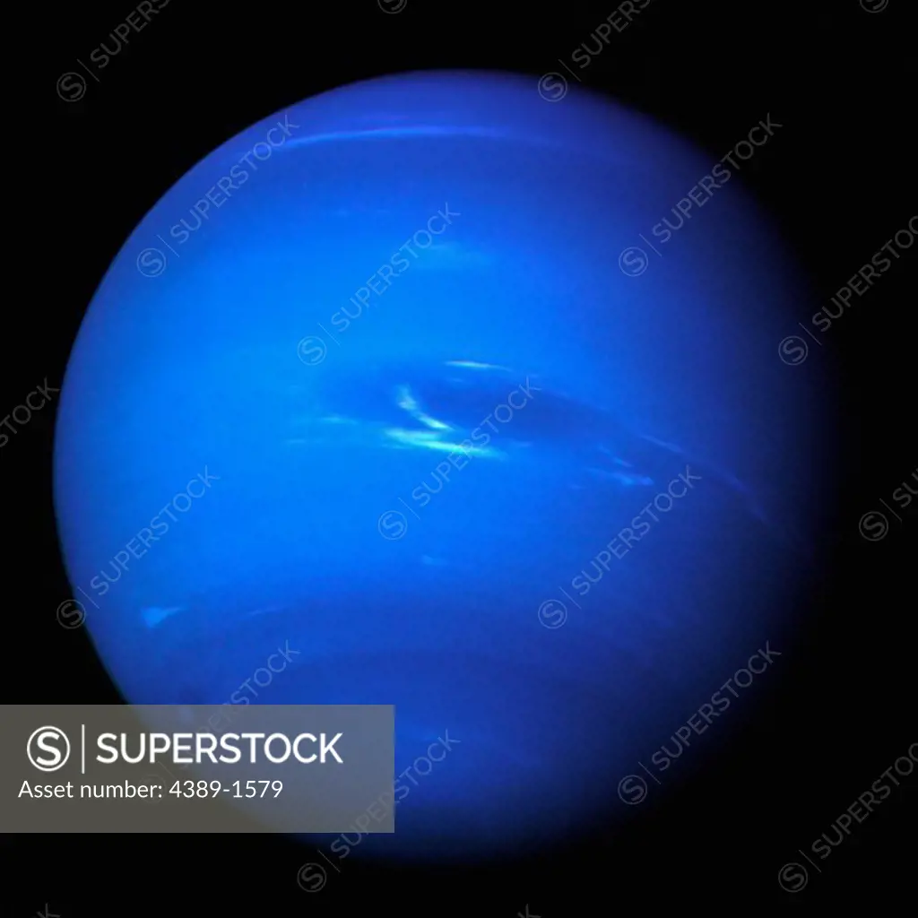 Neptune Glows a Brilliant Blue in the Night Sky Seen by Voyager 2