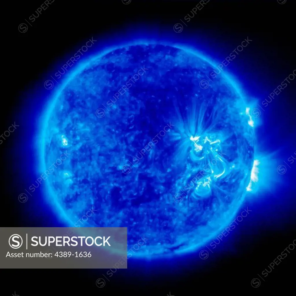 An image of the Sun taken by the Extreme ultraviolet Imaging Telescope (EIT) of the Solar and Heliospheric Observatory (SOHO) at 171 angstroms shows loops and other structures indicative of magnetic activity at Active Region 652 on the Sun.