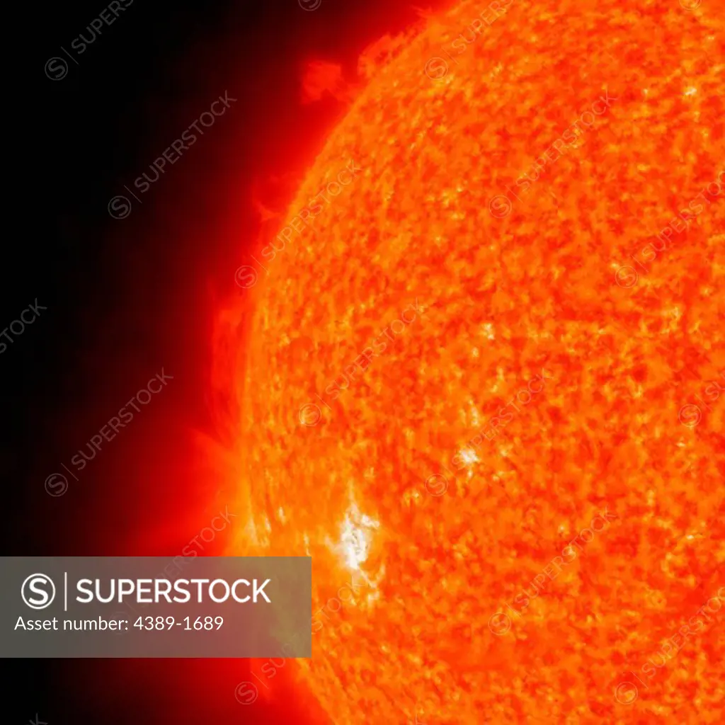 The Solar Terrestrial Relations Observatory (STEREO) spacecraft Behind observed in the 304 Angstrom wavelength a great deal of solar plasma sliding along the edge of the Sun over a two-day period. These immense structures are generated by magnetic forces rooted inside the Sun.