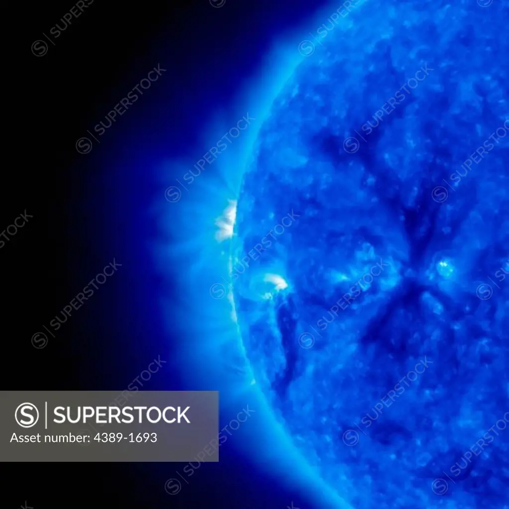 The Solar Terrestrial Relations Observatory (STEREO) spacecraft Behind took this image of loops of plasma following magnetic lines on the Sun using its Extreme Ultraviolet Imager (EUVI) at a wavelength of 171 Angstroms.