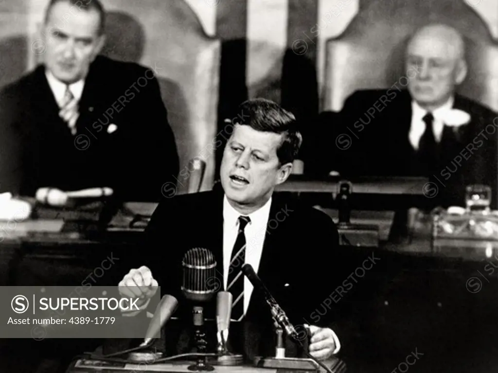 Kennedy Giving Historic Space Race Speech to Congress