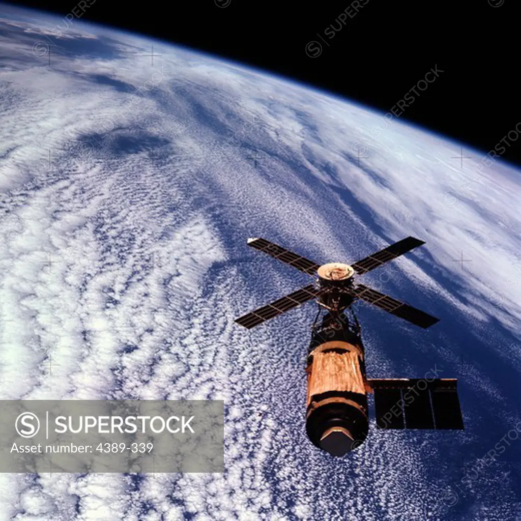 The Skylab Space Station Orbits the Earth