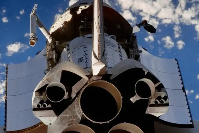 Rear View of Space Shuttle Discovery from International Space Station