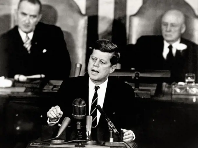 Kennedy Giving Historic Space Race Speech to Congress