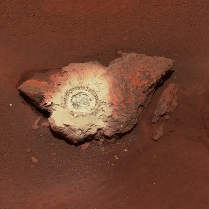 Rock Drilled by Mars Exploration Rover Opportunity, Mars