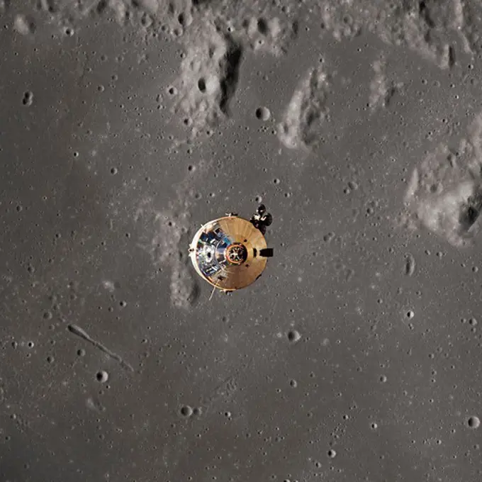 Apollo 11 - The Command Module Framed by the Moon