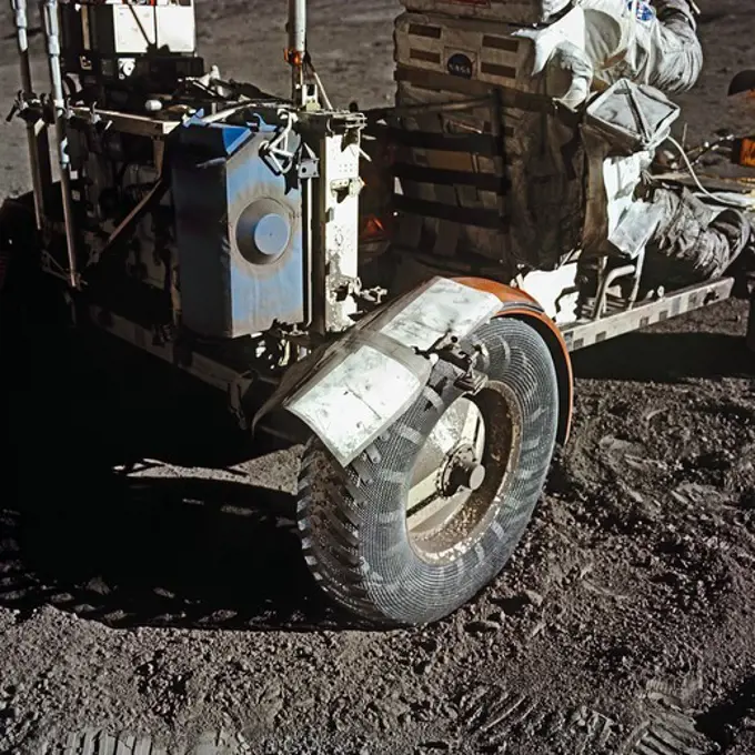 Apollo 17 - Fixing a Busted Fender on the Moon