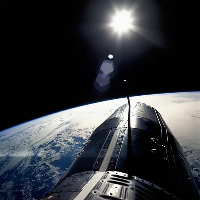 Gemini 9 Spacecraft Orbits the Earth