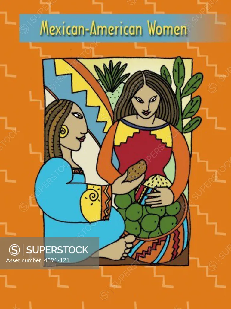 An illustration of Mexican-American women, from the National Cancer Institute publication 'Cancer in Women of Color'.