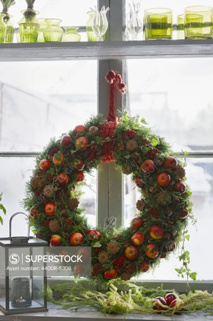 Wreath made from apples