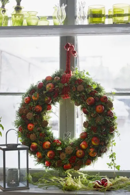 Wreath made from apples