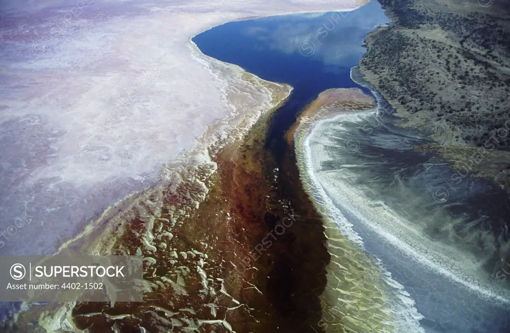 Soda deposits on Lake Magadi, Kenya