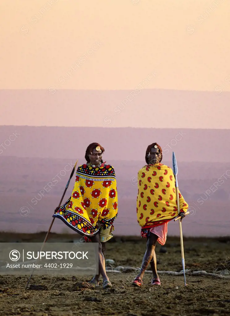 Maasai herders at dawn, Kenya