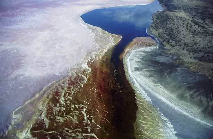 Soda deposits on Lake Magadi, Kenya