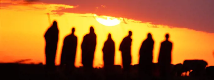 Maasai men at sunrise, Kenya