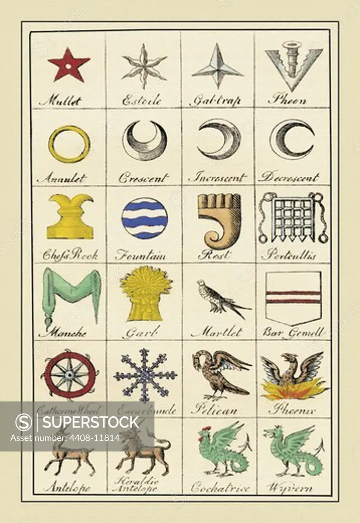 Heraldic Charges - Mullet, Estoile, et al., Heraldry - Emblems & Orders