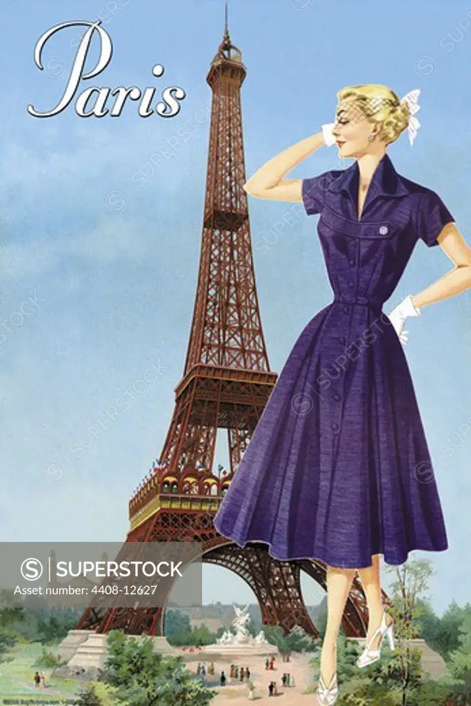 Paris Fashion Blue, Fashion - 50's Retro