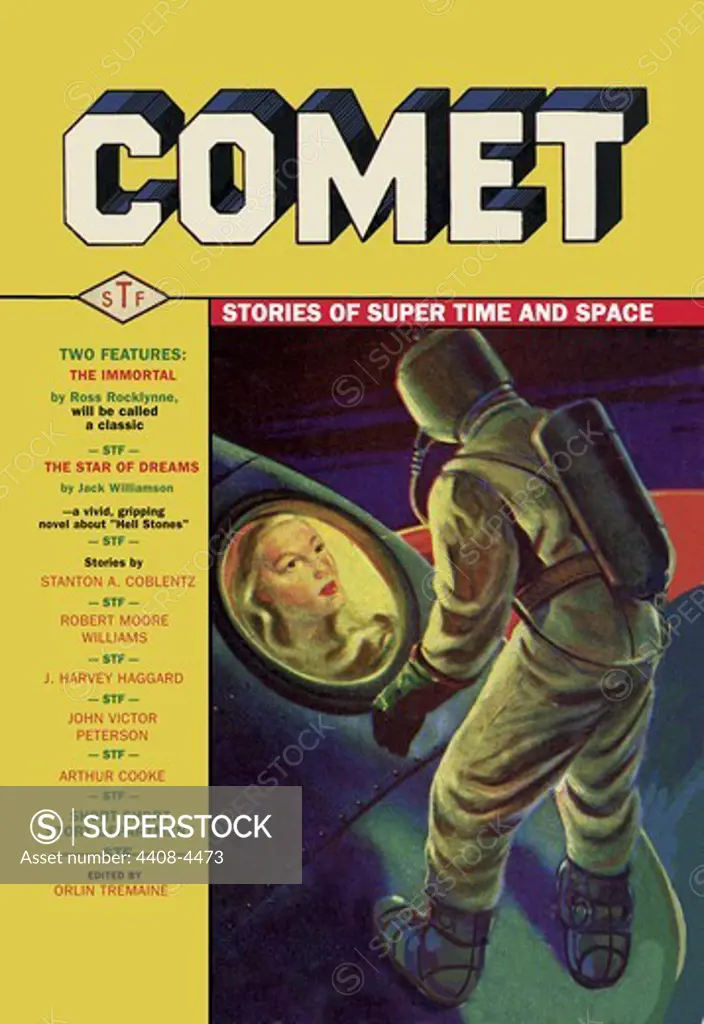 Comet: Beautiful Woman in Rocket Window, Pulp Magazine Covers