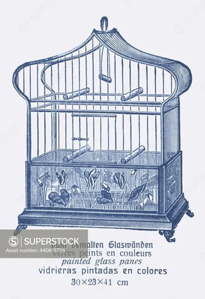 Ornate Blue Bird Cage K, Bird Cages