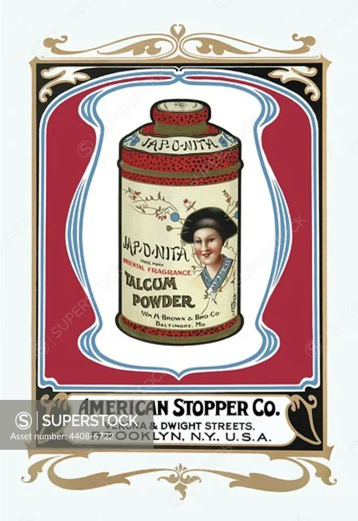 Jap-O-Nita Talcum Powder, Victorian Talcum Powder Tin Designs