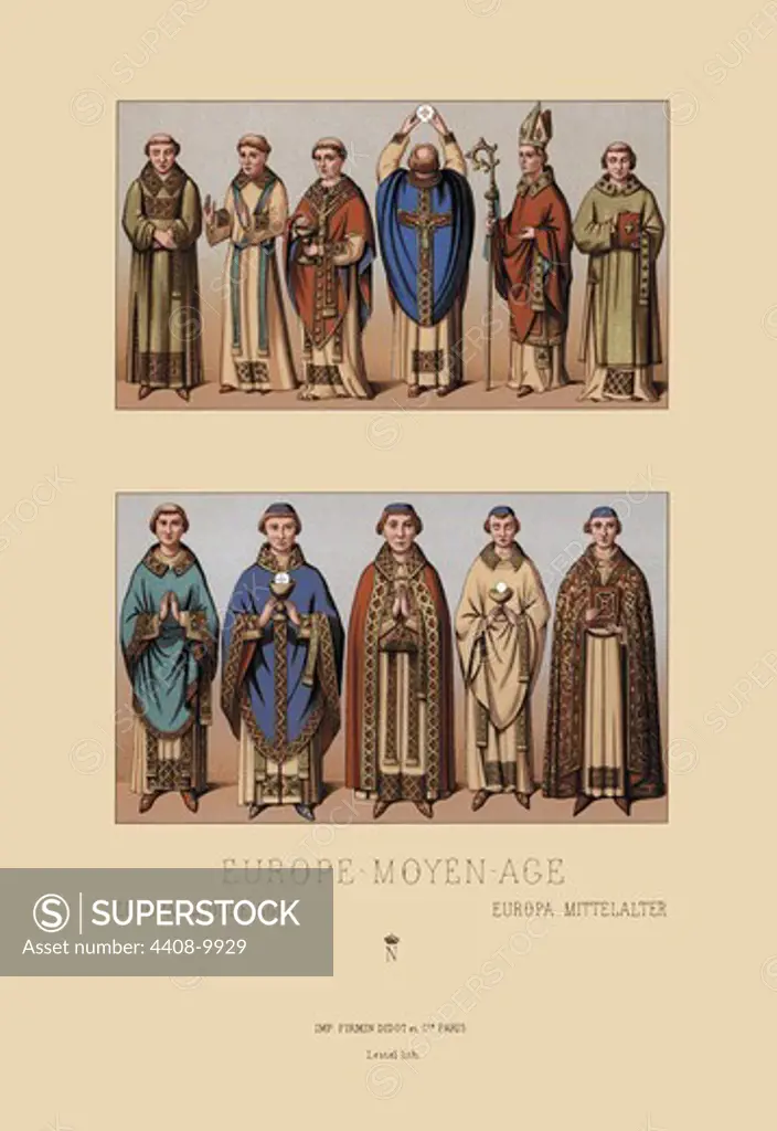 Medieval Clergymen #1, World Fashion - Racinet