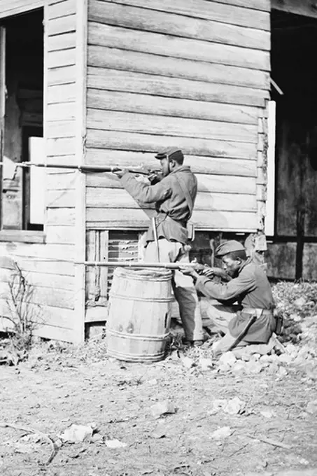 Dutch Gap, Virginia. Picket station of Colored troops near Dutch Gap canal, African-Americans