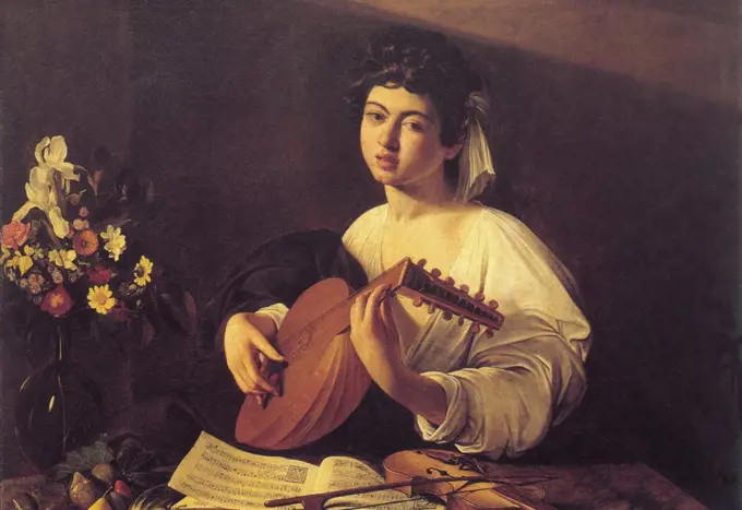 Musician Playing Lute, Guitar