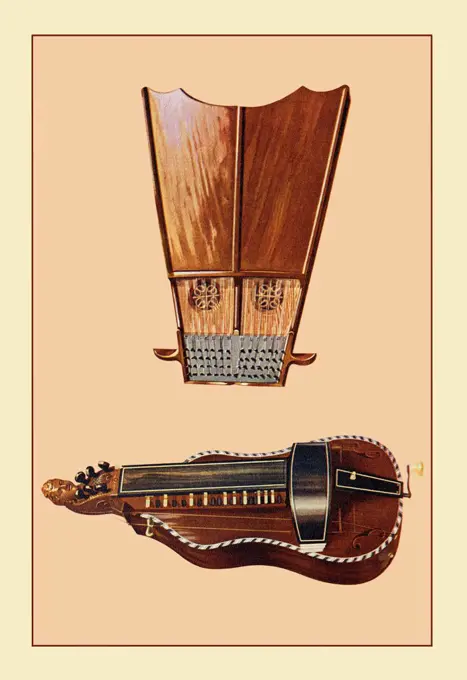 Bell-Harp and Hurdy Gurdy, Renaissance Musical Instruments