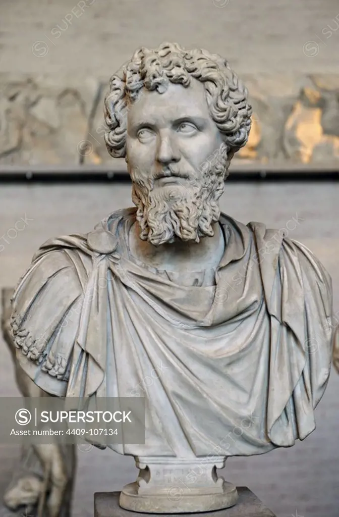 Septimius Severus (145-211), also known as Severus. Roman Emperor from 193-211. Born in Leptis Manga, province of Africa. Dynasty, Severan.