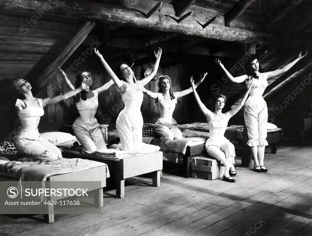 JULIE NEWMAR, VIRGINIA GIBSON, NANCY KILGAS, RUTA LEE, NORMA DOGGETT and BETTY CARR in SEVEN BRIDES FOR SEVEN BROTHERS (1954), directed by STANLEY DONEN.