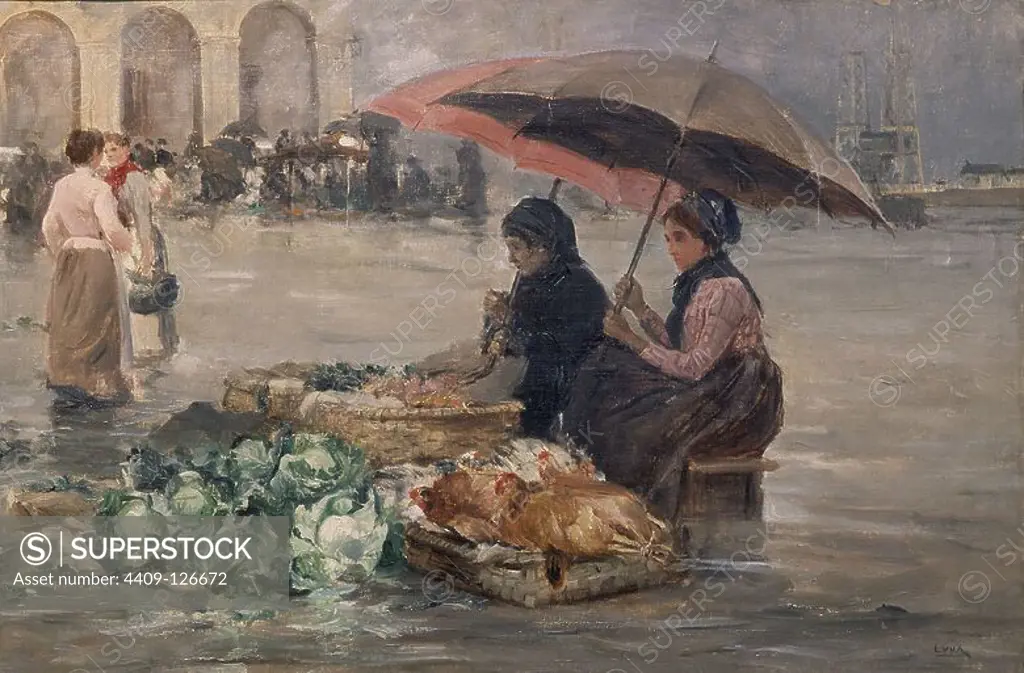 MERCADO DE PORTUGALETE - 1893 - O/L - 40,5X61 CM - INV 69/159. Author: Juan Luna y Novicio. Location: MUSEUM OF FINE ARTS. BILBAO. Biscay. SPAIN.