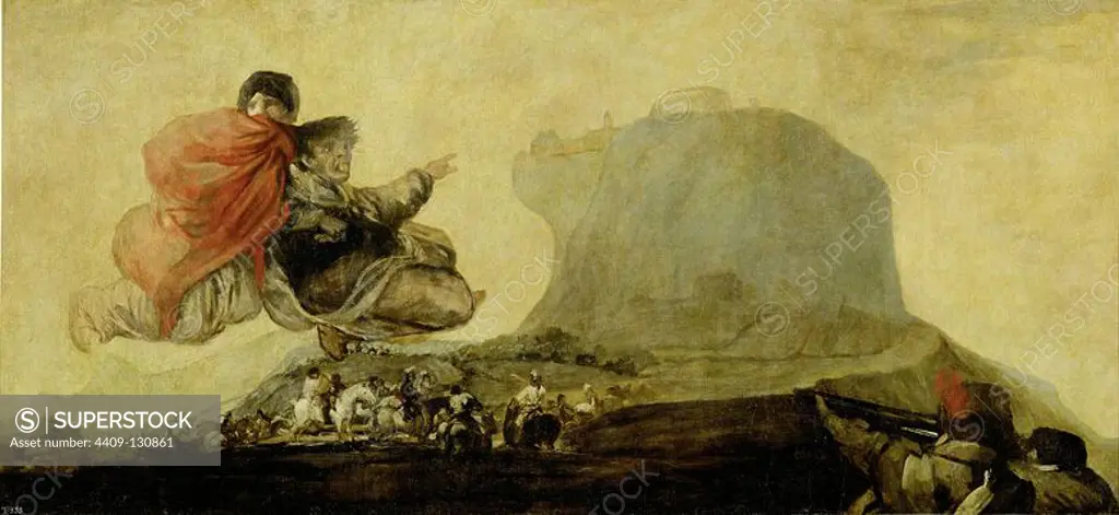 Francisco de Goya / 'Fantastic Vision (Asmodeus)', 1820-1823, Oil on wall, 127 x 263 cm, P00756. Museum: MUSEO DEL PRADO, MADRID, SPAIN.