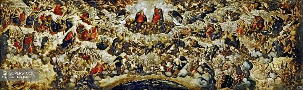 Tintoretto / 'Paradise', 1588-1592, Canvas, 168 x 544 cm, P00398. Museum: MUSEO THYSSEN-BORNEMISZA, MADRID, SPAIN.