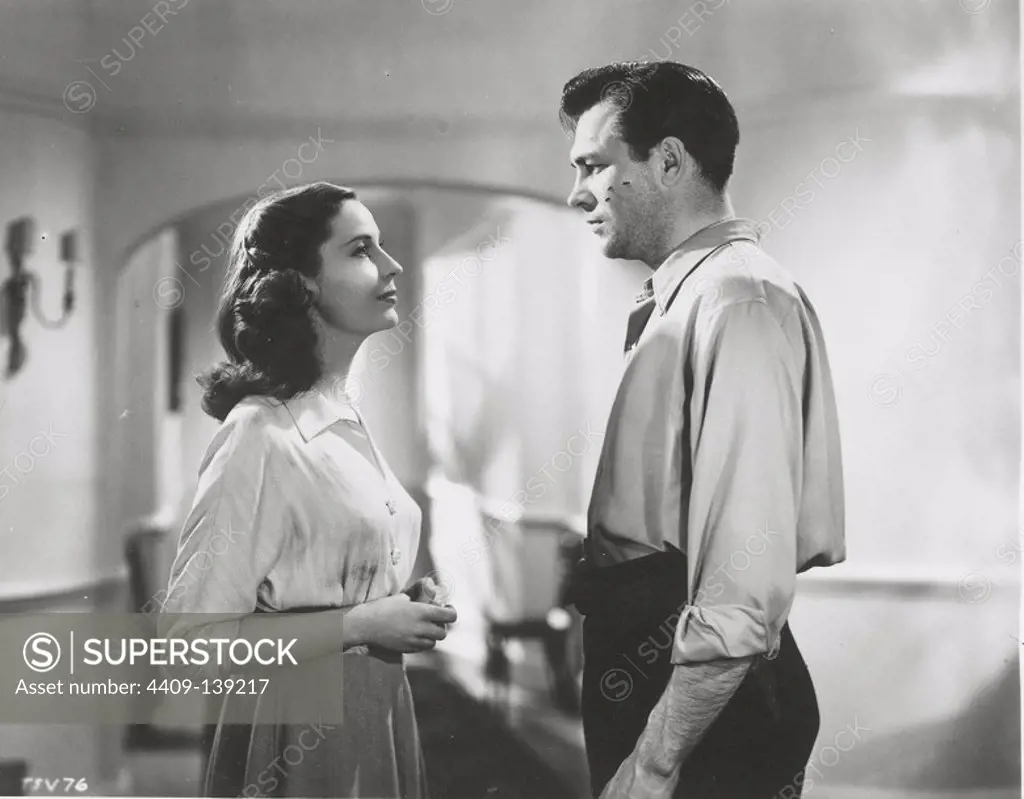 HOWARD KEEL and VALERIE HOBSON in THE SMALL VOICE (1948), directed by FERGUS MCDONNELL.