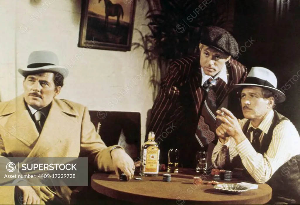 ROBERT SHAW, PAUL NEWMAN and ROBERT REDFORD in THE STING (1973), directed by GEORGE ROY HILL.