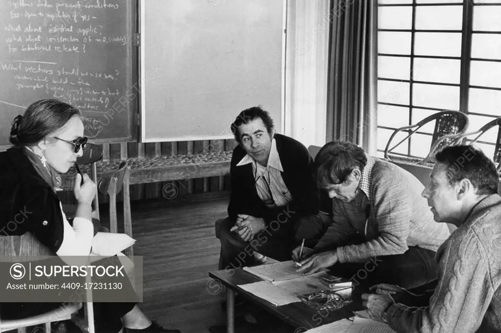 Maxine Singer, Norton Zinder, Sydney Brenner, and Paul Berg at the 1975 Asilomar Conference. February 1975.