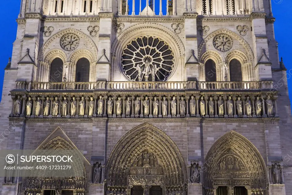 Cathedral Notre-Dame de Paris (1163-1345),The western facade, France.