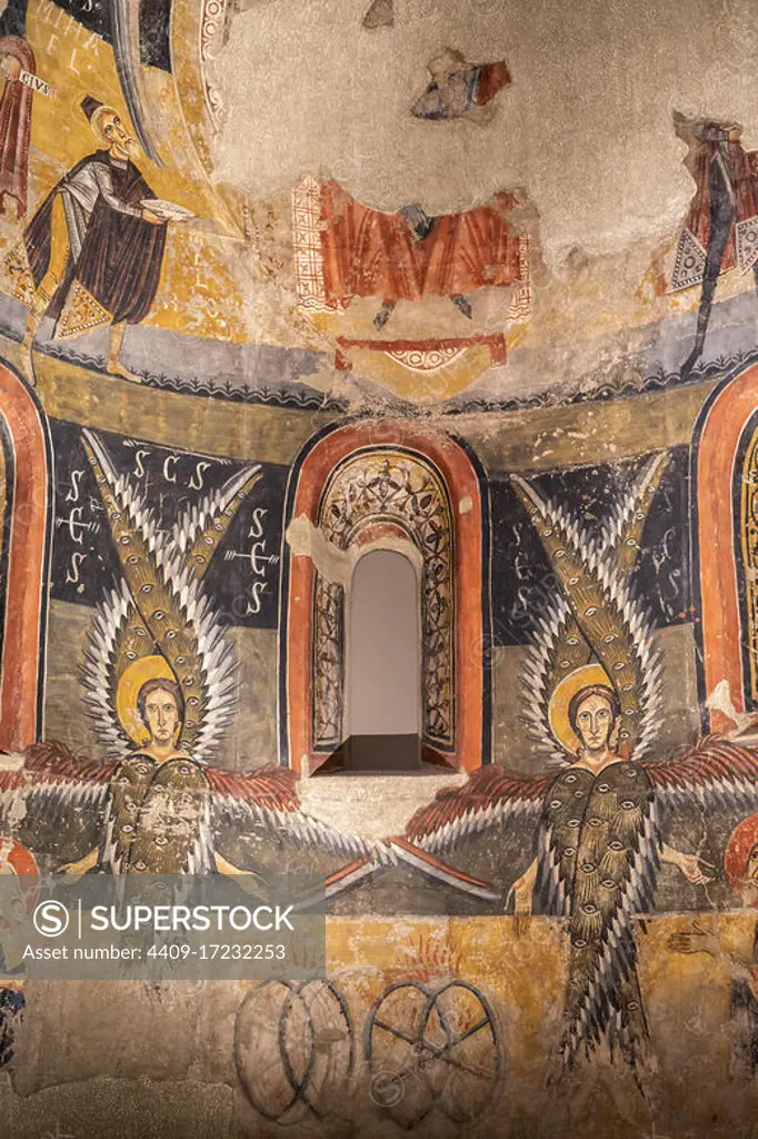 Romanesque art in the National Art Museum of Catalonia,Barcrelona,apse of Santa Maria d'Aneu (late 11th century early 12th century).