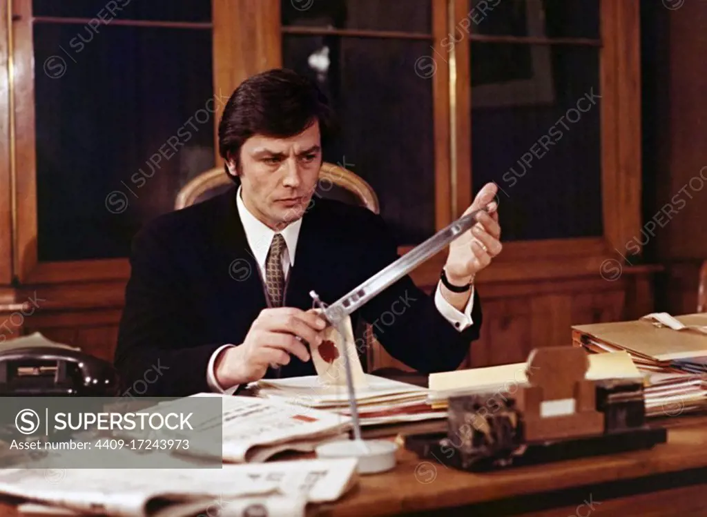 ALAIN DELON in THE BURNED BARNS (1973) -Original title: LES GRANGES BRULEES-, directed by JEAN CHAPOT.