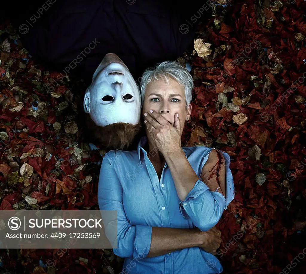 JAMIE LEE CURTIS and NICK CASTLE in HALLOWEEN (2018), directed by DAVID GORDON GREEN.