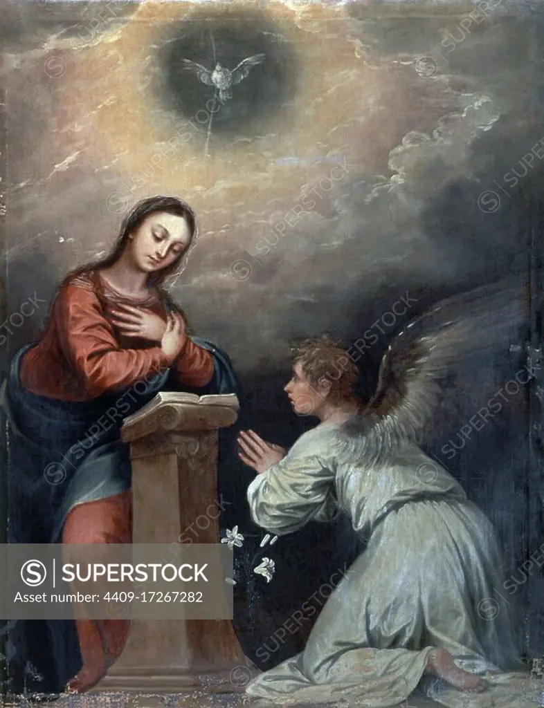 LA ANUNCIACION - 1687 - BARROCO ESPAÑOL. Author: BARTOLOME ESTEBAN MURILLO. Location: CATEDRAL DE NUESTRA SEÑORA DE LA ENCARNACION. Almería. SPAIN. ARCHANGEL GABRIEL. VIRGIN MARY. ESPIRITU SANTO.