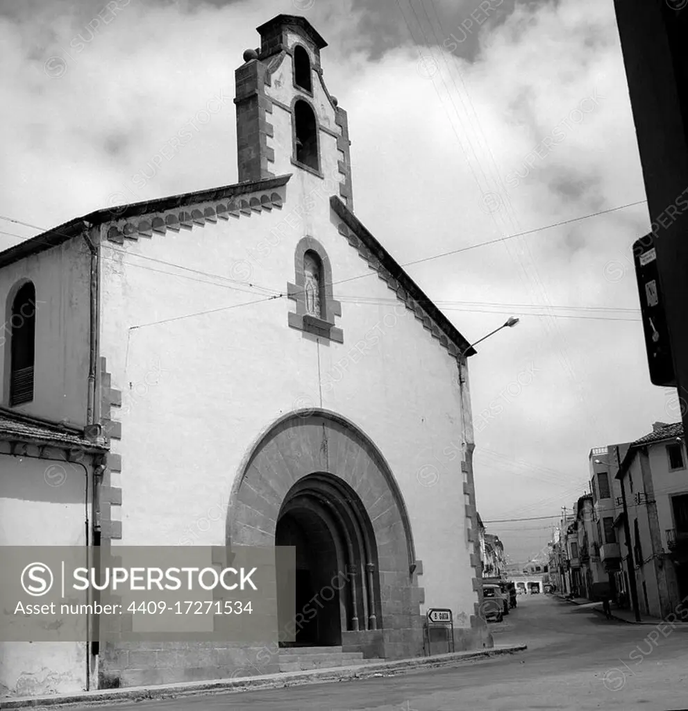 FACHADA DEL CONVENTO DE LAS AGUSTINAS DESCALZAS - FOTOGRAFIA EN BLANCO Y NEGRO - AÑOS 60. Location: CONVENTO DE LAS AGUSTINAS DESCALZAS. JAVEA / XABIA. Alicante. SPAIN.