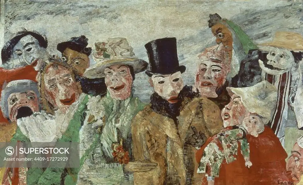 Intrigue - 1890 - 90x150 cm - oil on canvas. Author: JAMES ENSOR. Location: MUSEUM OF FINE ARTS. Antwerpen. Belgien.