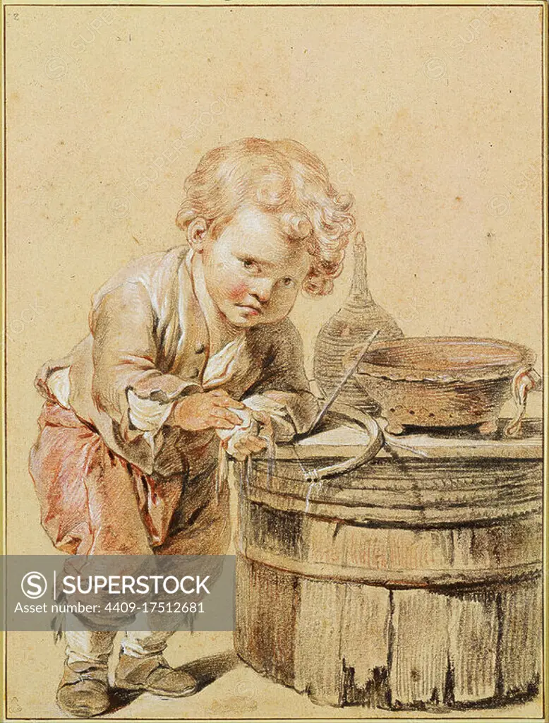 Boy with a Broken Egg, c. 1756. Date/Period: Ca. 1756. Drawing. Black chalk, sanguine and white chalk on brown paper. Author: Jean-Baptiste Greuze.