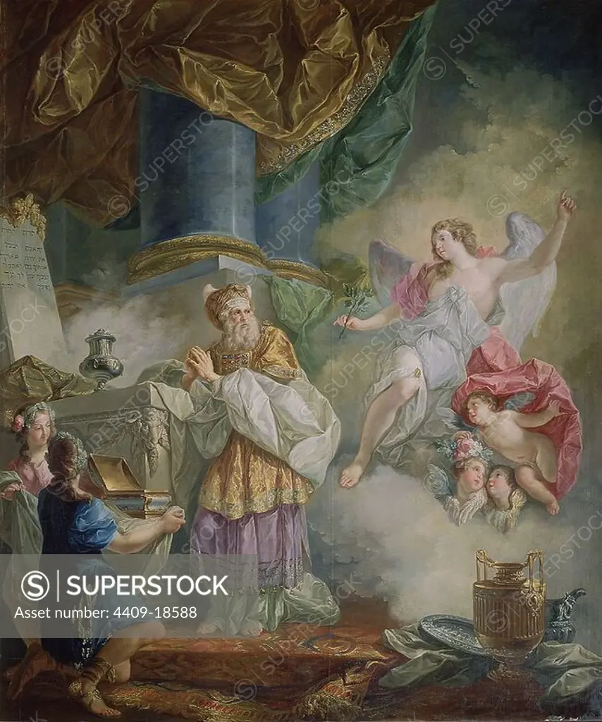 LA APARICION DEL ARCANGEL A ZACARIAS - SIGLO XVIII - ROCOCO ESPAÑOL. Author: LUIS PARET Y ALCAZAR (1746-1799). Location: MARIENKIRCHE. VIANA. NAVARRA. SPAIN. ZACARIAS. SAN GABRIEL ARCANGEL / ARCANGEL SAN GABRIEL.