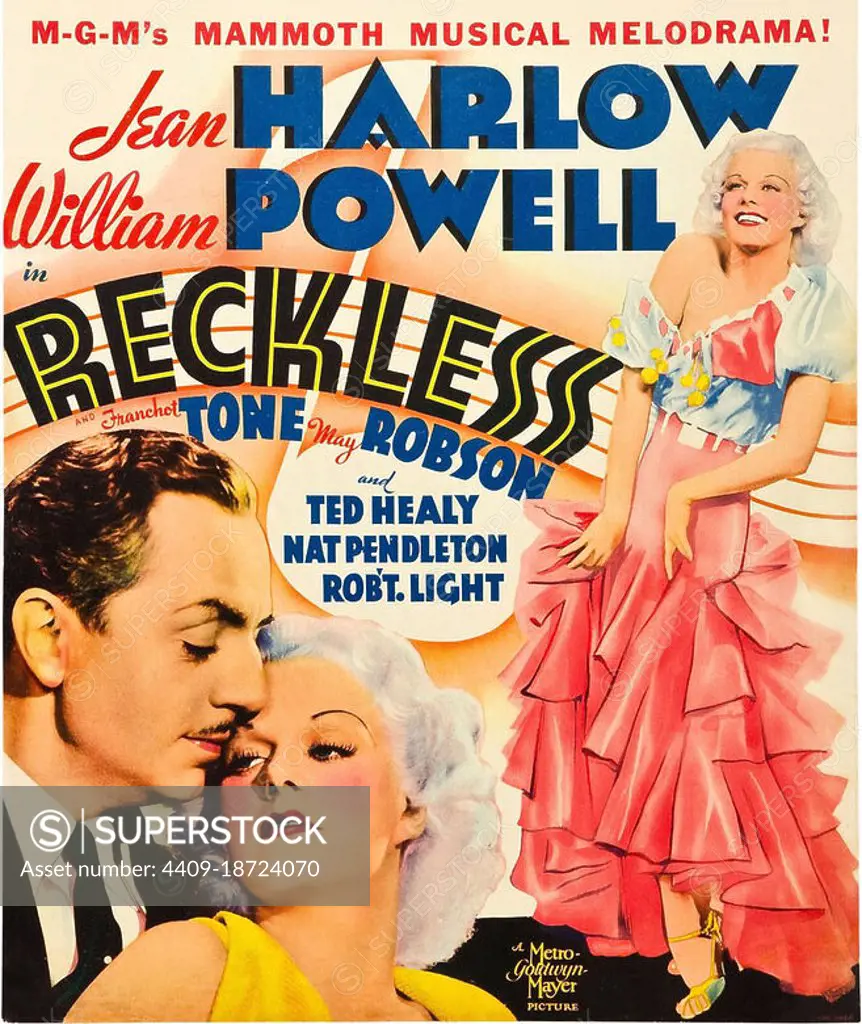 JEAN HARLOW in RECKLESS (1935), directed by VICTOR FLEMING.