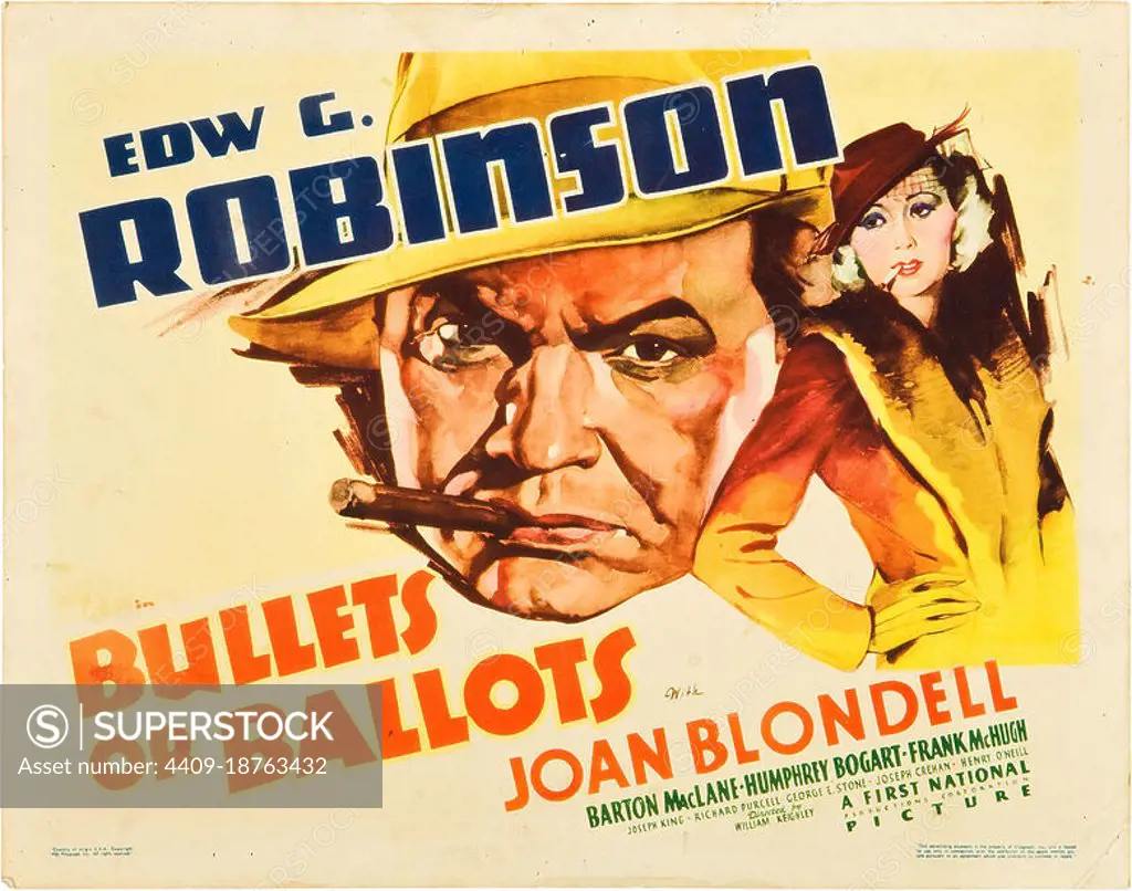 EDWARD G. ROBINSON and JOAN BLONDELL in BULLETS OR BALLOTS (1936), directed by WILLIAM KEIGHLEY.