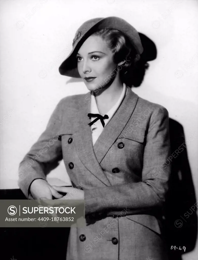 MADELEINE CARROLL in SECRET AGENT (1936), directed by ALFRED HITCHCOCK.