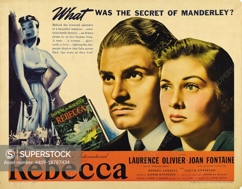 JOAN FONTAINE and LAURENCE OLIVIER in REBECCA (1940), directed by ALFRED HITCHCOCK.